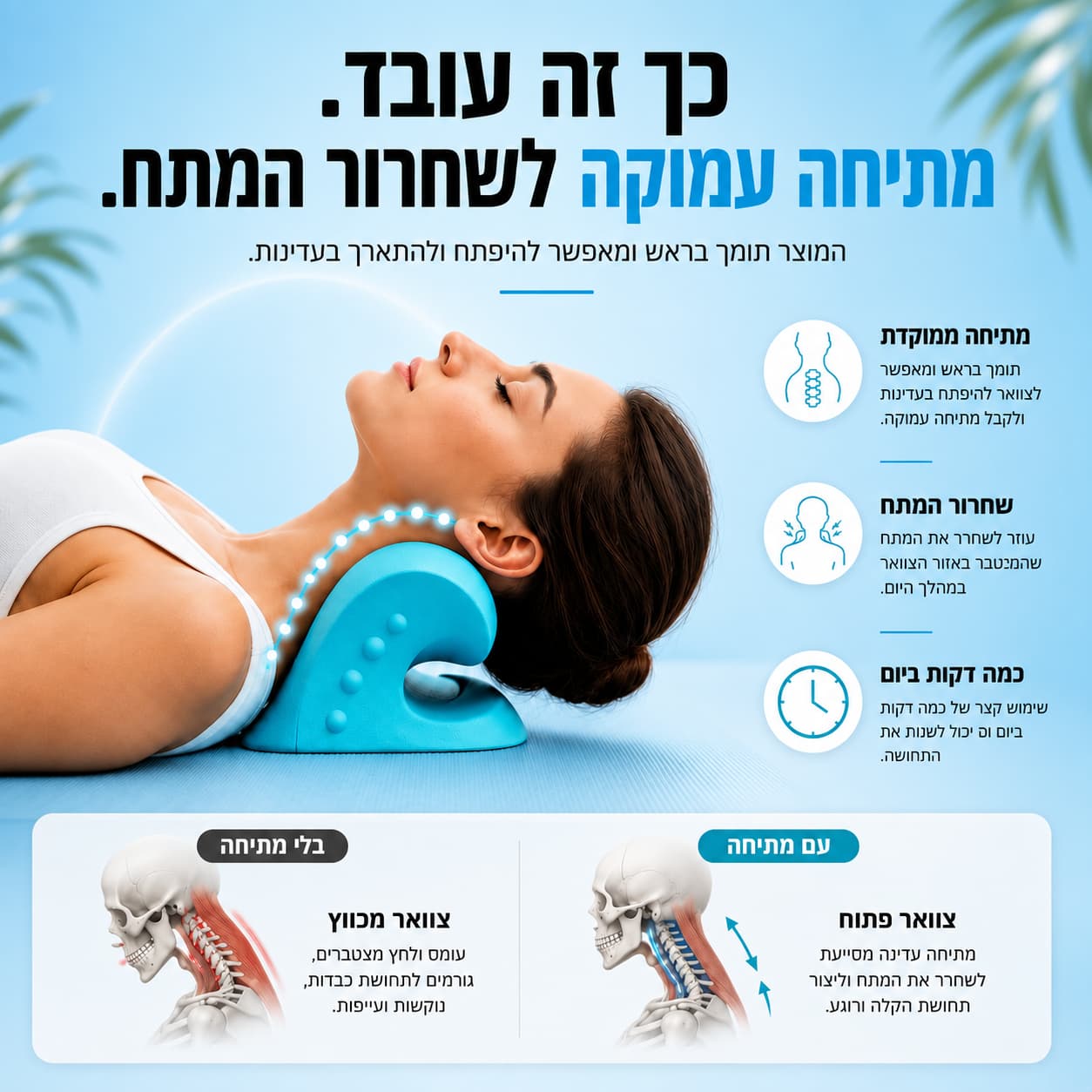 NeckRvive™- פתרון טבעי לשחרור והקלה על צוואר כואב ותפוס