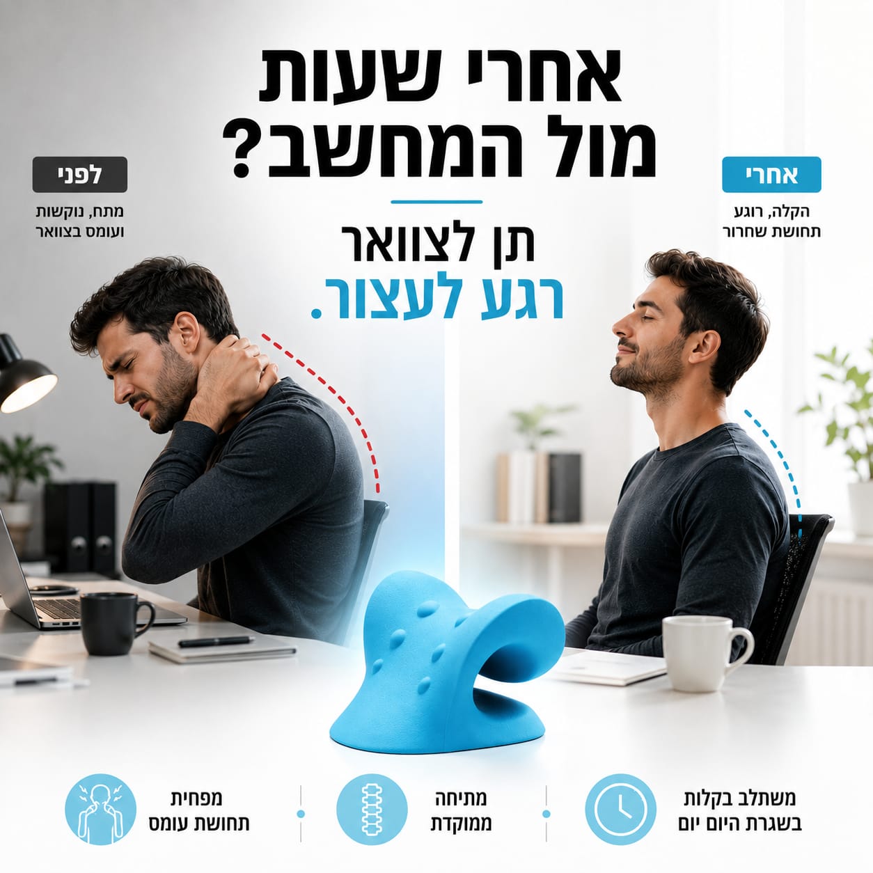 NeckRvive™- פתרון טבעי לשחרור והקלה על צוואר כואב ותפוס
